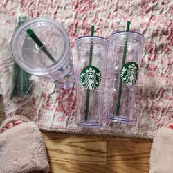 3 Clear Starbucks Cup 24oz