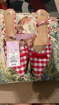 Wild Fable Red Gingham Pointed-Toe Mules Size 11
