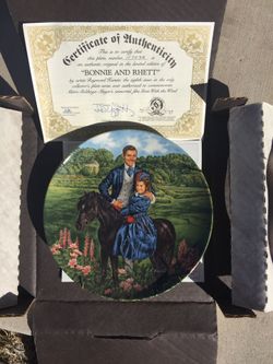 Rhett and Bonnie collectors plate with wall mount hardware