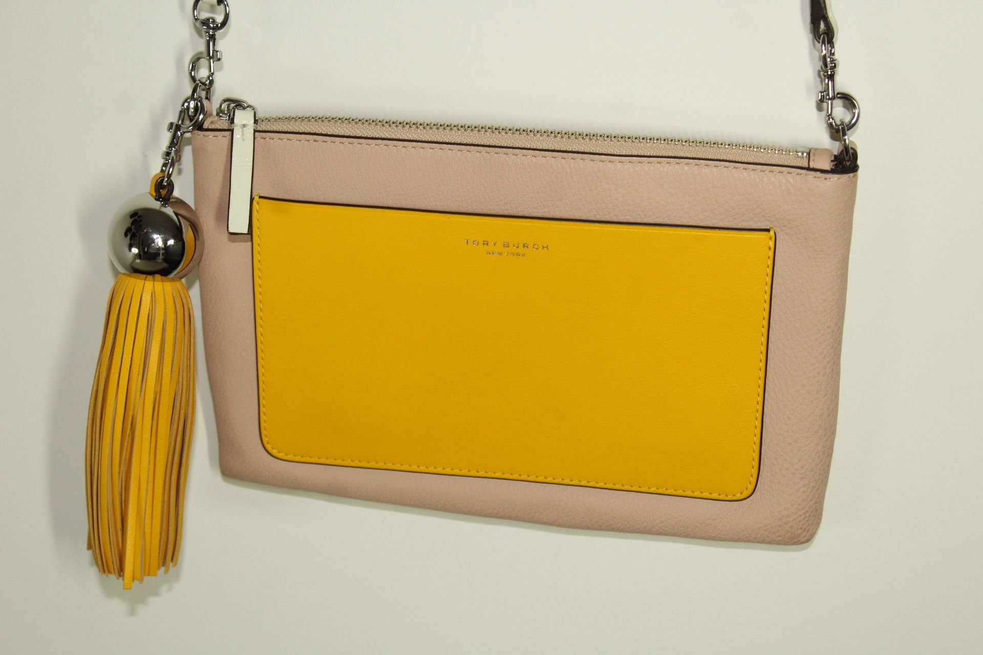 Tory Burch Color Block Leather Tassel Crossbody Bag