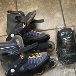 K 2 Rollerblades Size 9 W/knee  Pads