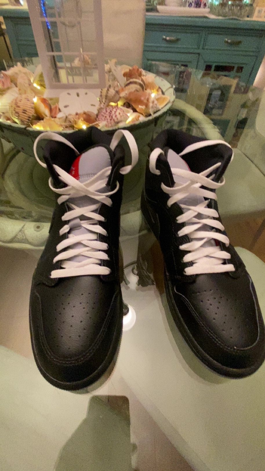 Jordan 1 Blsck White Tiny Bit Of Red Reflective Back