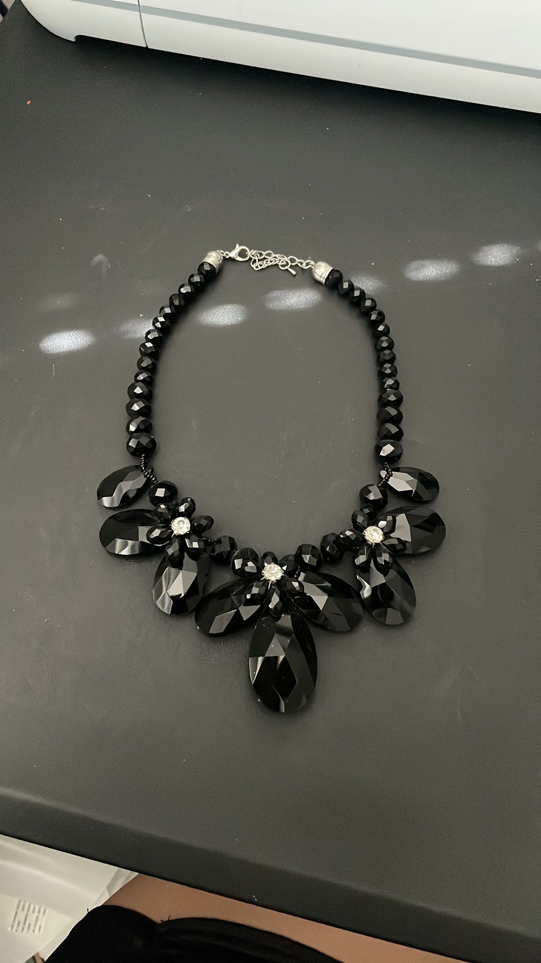 Black Chunky Floral Necklace