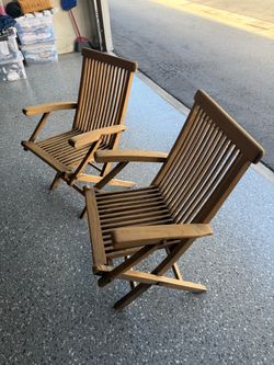 2 Foldable Teak Chairs