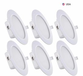 New DEWENWILS 6 Pack 6 Inch Slim LED Recessed Downlight, Dimmable Recessed Ceiling Light, CRI≥90, 3000k Warm White, 1200lm, 18W=150W, Integrated Junct