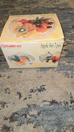 Vintage Covetro Fine Italian Glassware Apple Set - 7 Pcs (Brand New in Box)