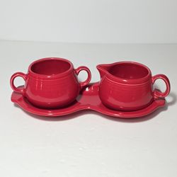 Fiestaware Scarlet Sugar Bowl Creamer Tray
