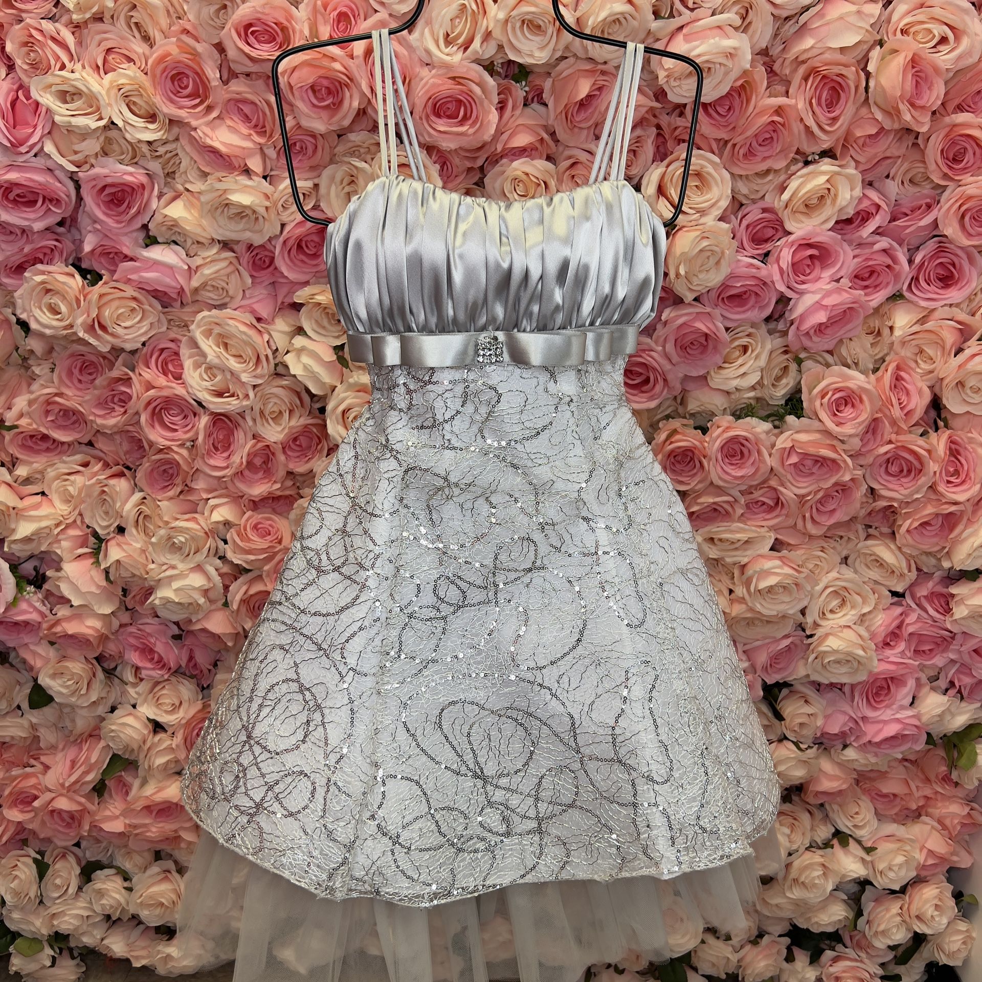 Little Girls Tea Length Two-Tone Dress