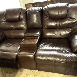 Leather Loveseat Recliner—Brand New!