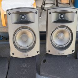 Klipsh surround sound speakers.
