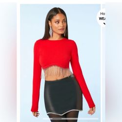 Forever 21 Rhinestone-Fringe Crop Top