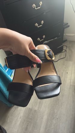 Black Strappy Block Heel Sandals