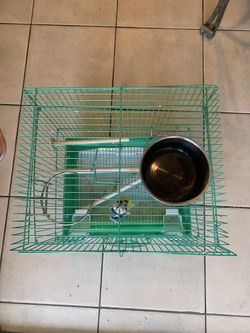 Preowned small green bird cage house