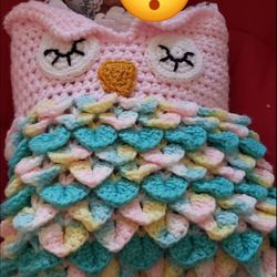 Handmade Crochet Baby Owl Cocoon Sack