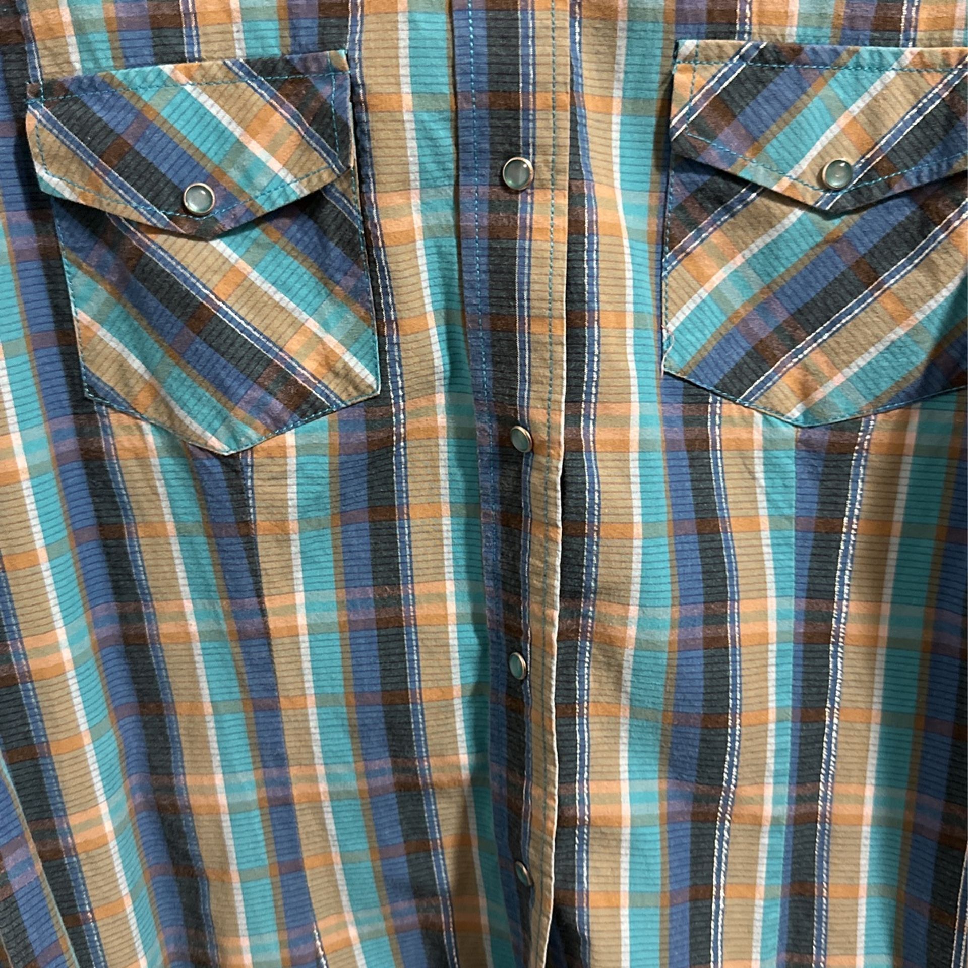 Ransom, Ranch, Cotton ExtraLarge, Snap Front Plaid with snap button