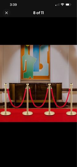 Gold Stanchion Set with Red Velvet Rope