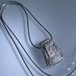 Sterling silver bling necklace 18” crystal gems