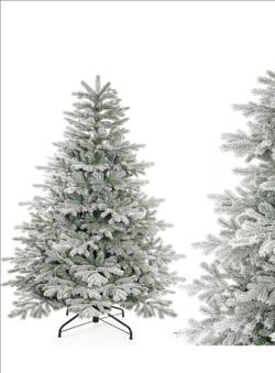7ft Artificial Christmas Tree, Unlit Snow Flocked Xmas Tree with 2364 Branch Tips and Sturdy Metal Stand for Indoor Outdoor Home Decoration