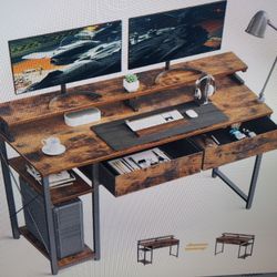Brand New Computer Desk With Two Drawers And Shelving, Needs Assembling , Retails At 199 Plus Tax