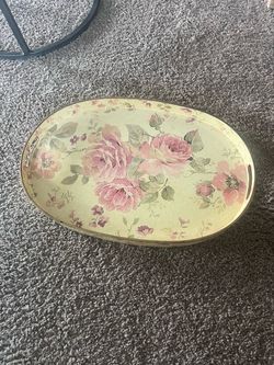 Oval Floral Decorative Tray