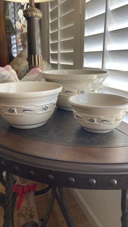 Longaberger Pottery Mixing Bowls (3)