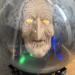 Halloween Animated Witch Head Crystal Ball light up sound check more pictures