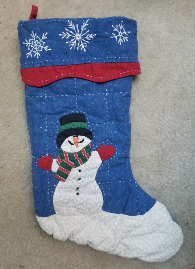 Snowman W/Scarf Quilted Christmas Stocking