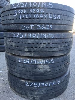 1 set of 225/70/19.5 in very good shape GOOD YEAR FUEL MAX RSA