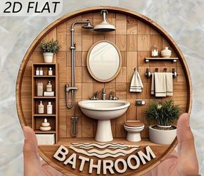 Decorative 2-D flat bathroom wall art