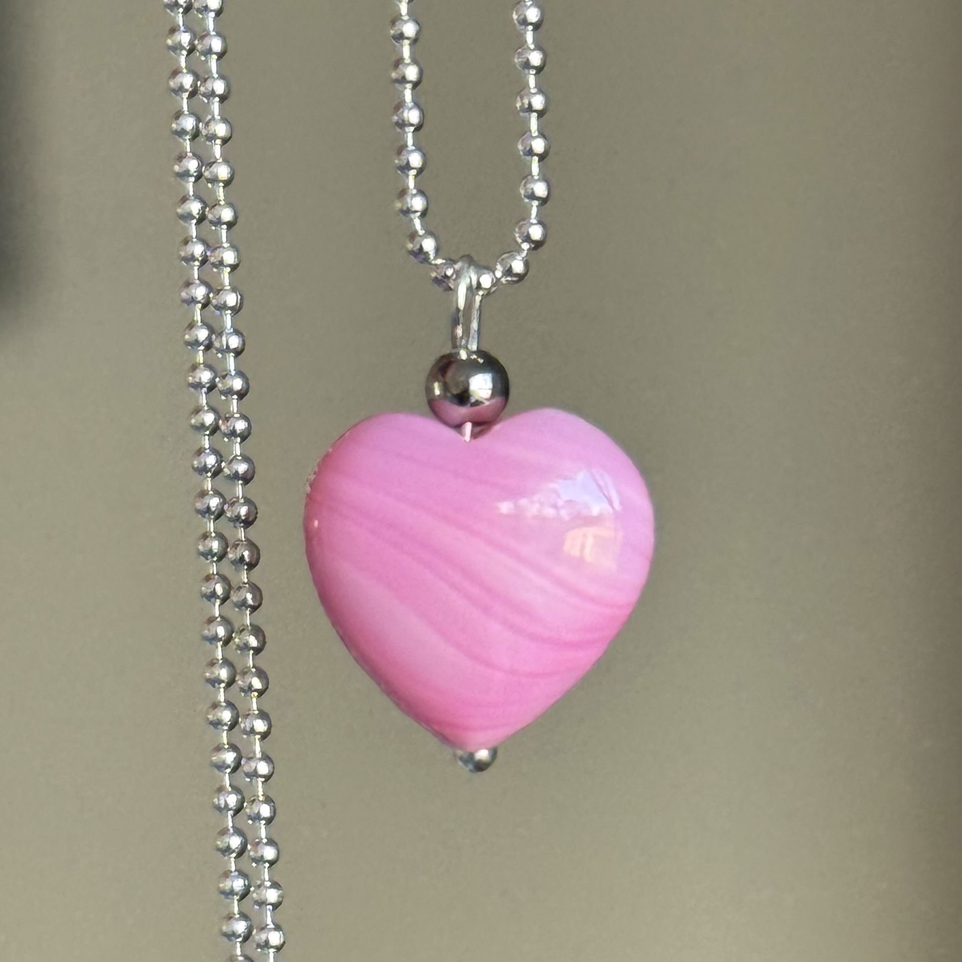 Pink Conch Shell Heart 🐚 💗 On 16inch 925 Sterling Silver Necklace