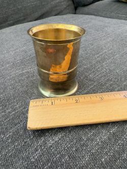 Vintage brass two piece cup or votive candle holder