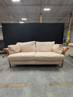 Italian Two-Seater Sofa with Wood Accents