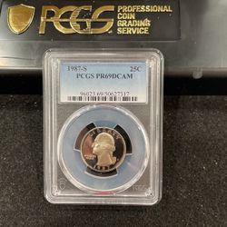 1987 S Gem Proof Washington Quarter Graded At PR69 With A Deep Cameo D-11