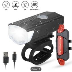 Waterproof Rechargeable Bike Lights - Front and Back Cycling Accessories for Safe Riding at Night - USB Portable Bicycle Headlight and Taillight