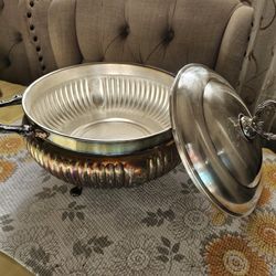 Sheridan Silver Covered Casserole Chafing Dish 10" Electric Warming 457E NO CORD