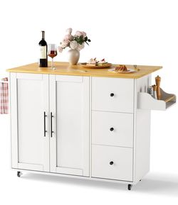 ❤️🔥 #C 49.6" Kitchen Island on Wheels