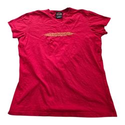 Harley Davidson Flames Red Shirt Women SZ XL Y2K Rio Grande Valley