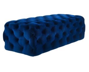 TOV Furniture Kaylee Glam Navy Velvet Ottoman