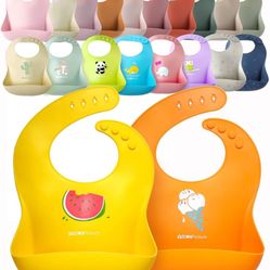 2-Pack Waterproof Silicone Baby Bib