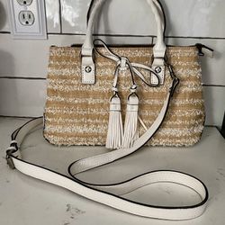 Patricia Nash Angela Ebbe Woven White Crossbody Satchel