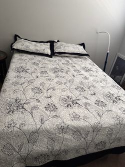 Full size frame and mattress with mattress topper