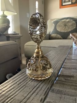 Vintage Matson the poppy gold metal & cut glass perfume bottle with glass dauber