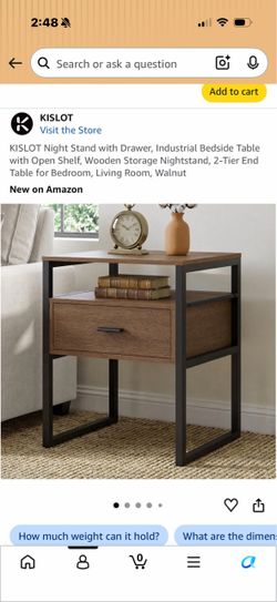 One, brand new in box, Walnut Nightstand / End Table with Drawer & Shelf – Industrial Style