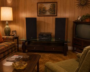 Vintage Retro Stereo Receiver With Speakers And Equalizer