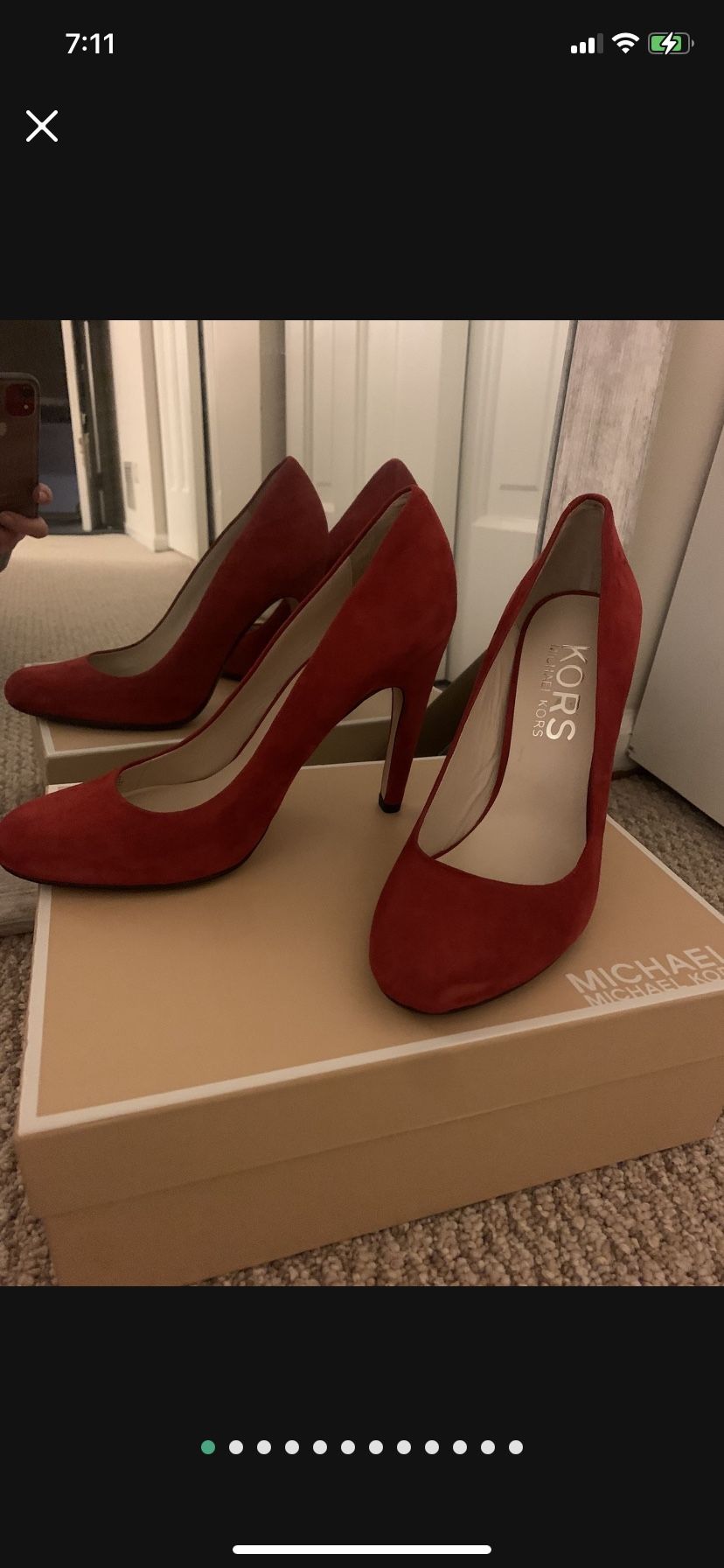 ❤️ New Michael Kors Leather Stiletto’s, Red Leather Heels, Designer Michael Kors Pumps 👠 MK Stiletto Heels