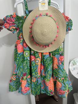 C&C Summer Dress With Hat Sz 8 Girl