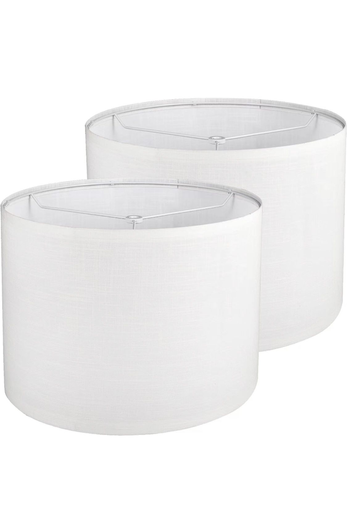 Fabric Lamp Shades Set of 2 White Textured Drum Lamp Shade 12.5”x8.5”