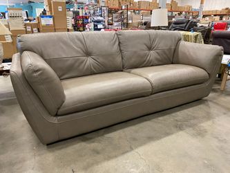 CHATEAU D’AX Modern Grey Brown Leather 2 Seat Sofa