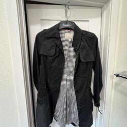 Women's Banana Republic Black Jacket Trench Coat Petite XS XSP