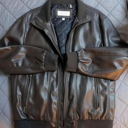 Calvin Klein Men's Faux Leather Bomber